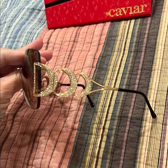 Caviar Gold and Brown Aviator Sunglasses with Metal Frame